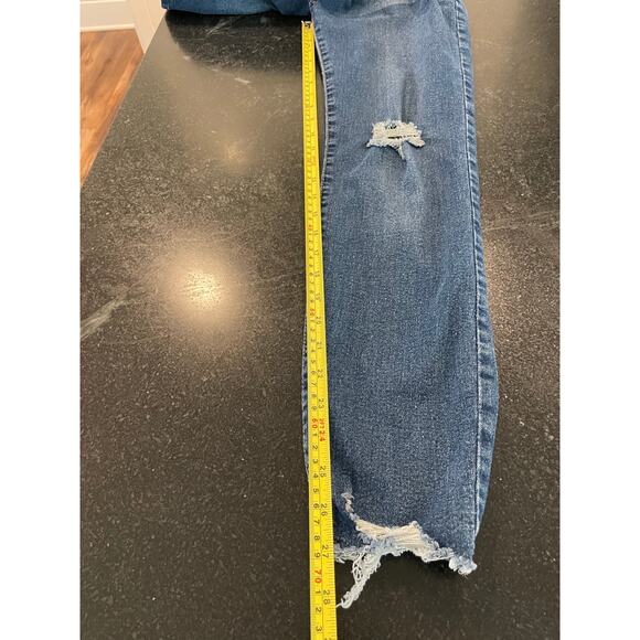 BTFBM button fly raw hem distressed  skinny jean LG - Picture 9 of 9